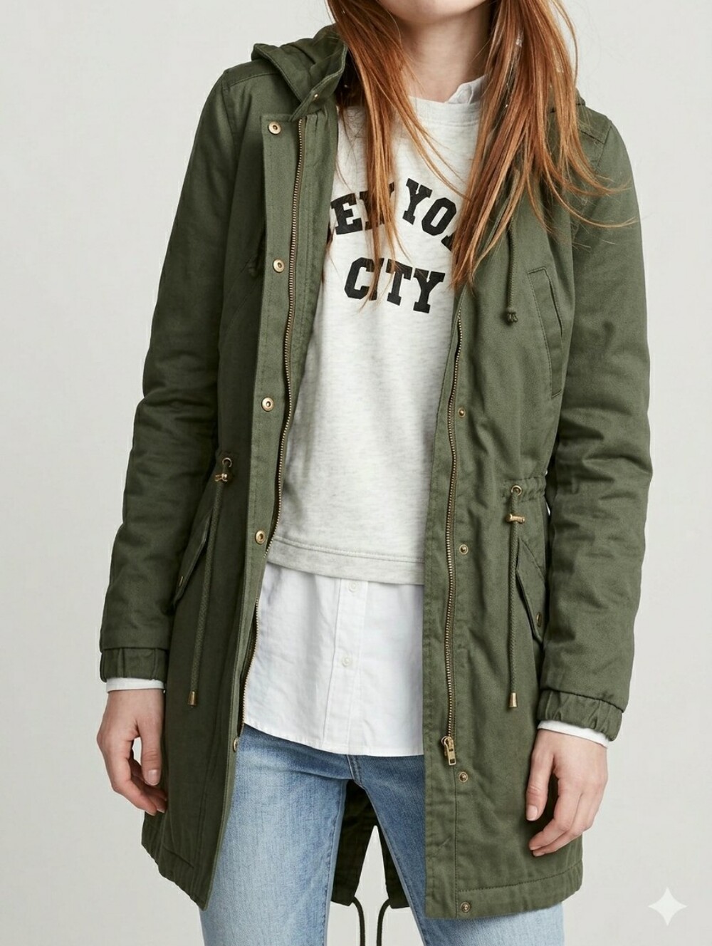 H&M Olive Green Lightweight Utility Field Jacket Oversized Minimalist Size 0P
